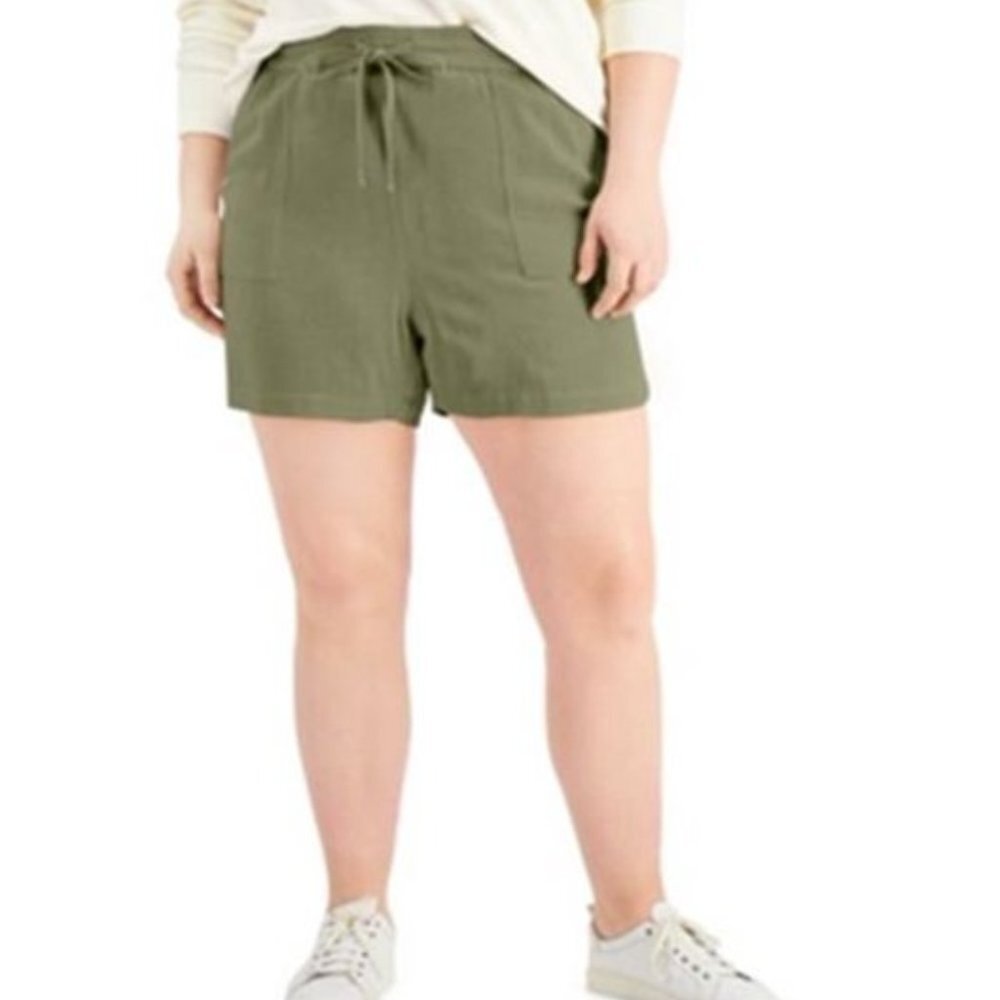 Style & Co plus Women's Tie-Front Shorts. New pale sage. 0X